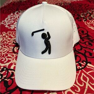 White Bogey Bros Baseball Cap with Golfer Embroidery